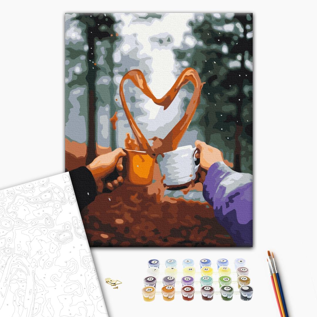 Malen nach Zahlen Bild auf Leinwand mit Pinseln und Farben