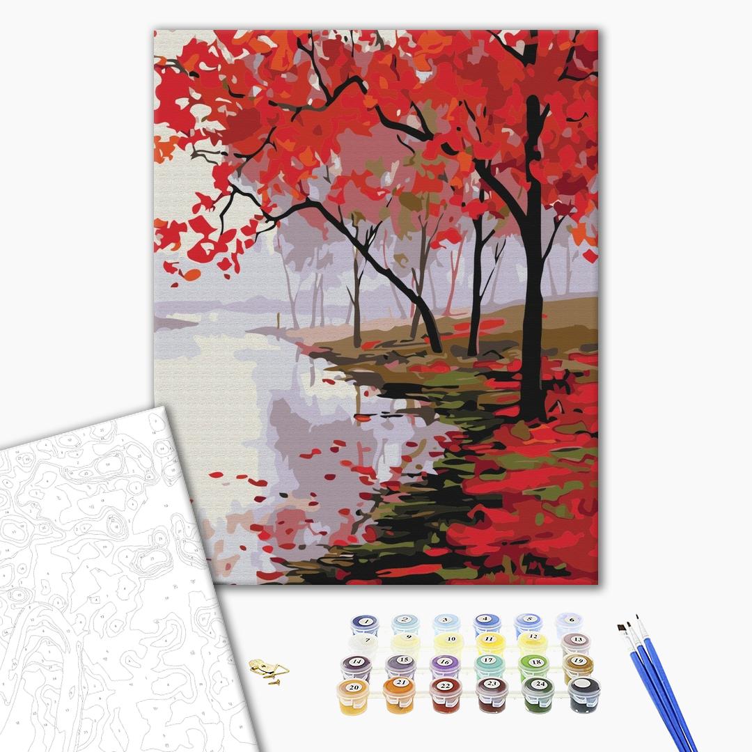 Japans Farben - Malen nach Zahlen Bild auf Leinwand mit Pinseln und Farben