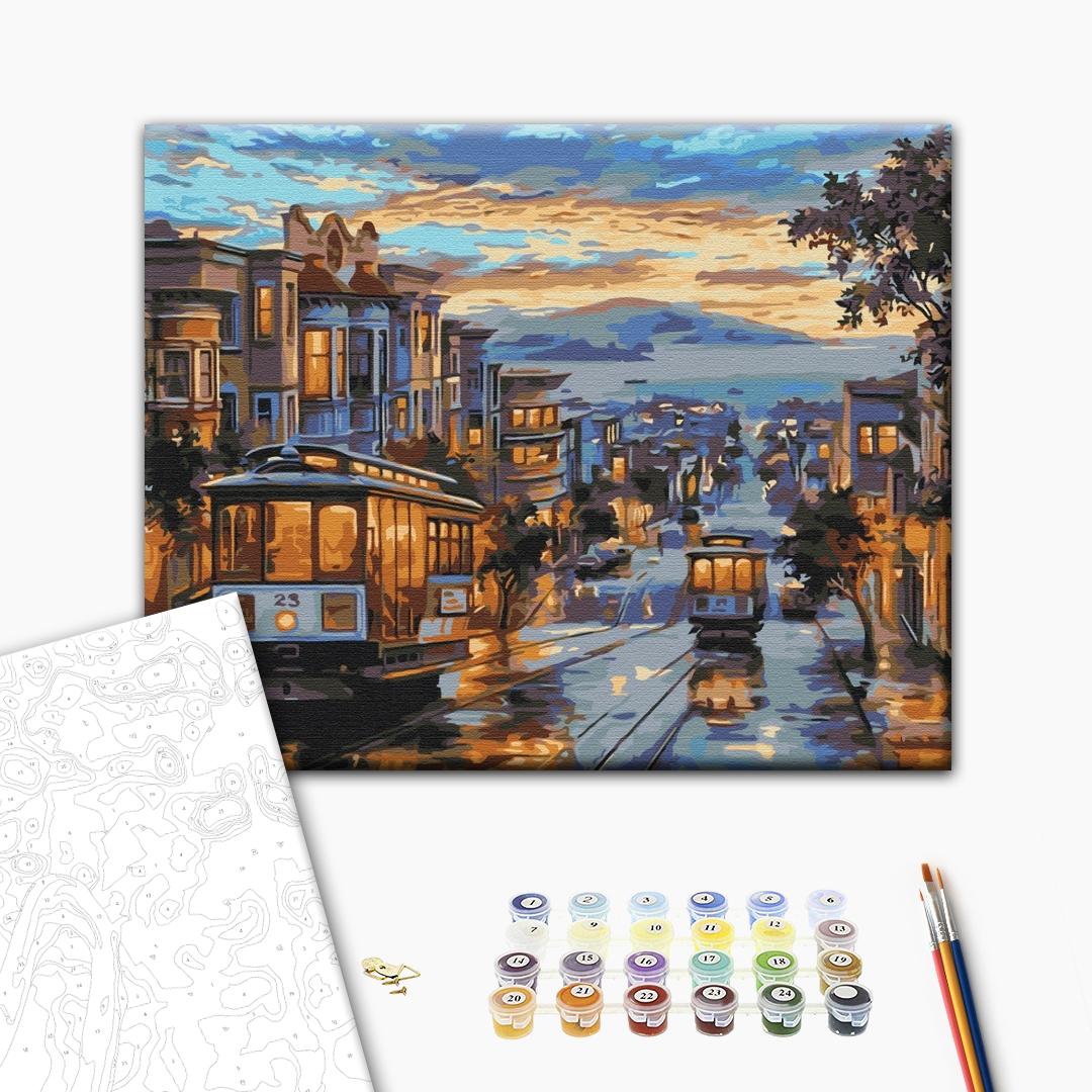 Malen nach Zahlen Bild auf Leinwand mit Pinseln und Farben