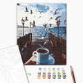Ein Meer aus Kaffee - Malen nach Zahlen Bild auf Leinwand mit Pinseln und Farben