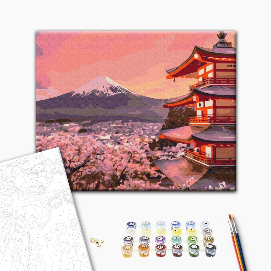 Traditionelles Japan - Malen nach Zahlen Bild auf Leinwand mit Pinseln und Farben