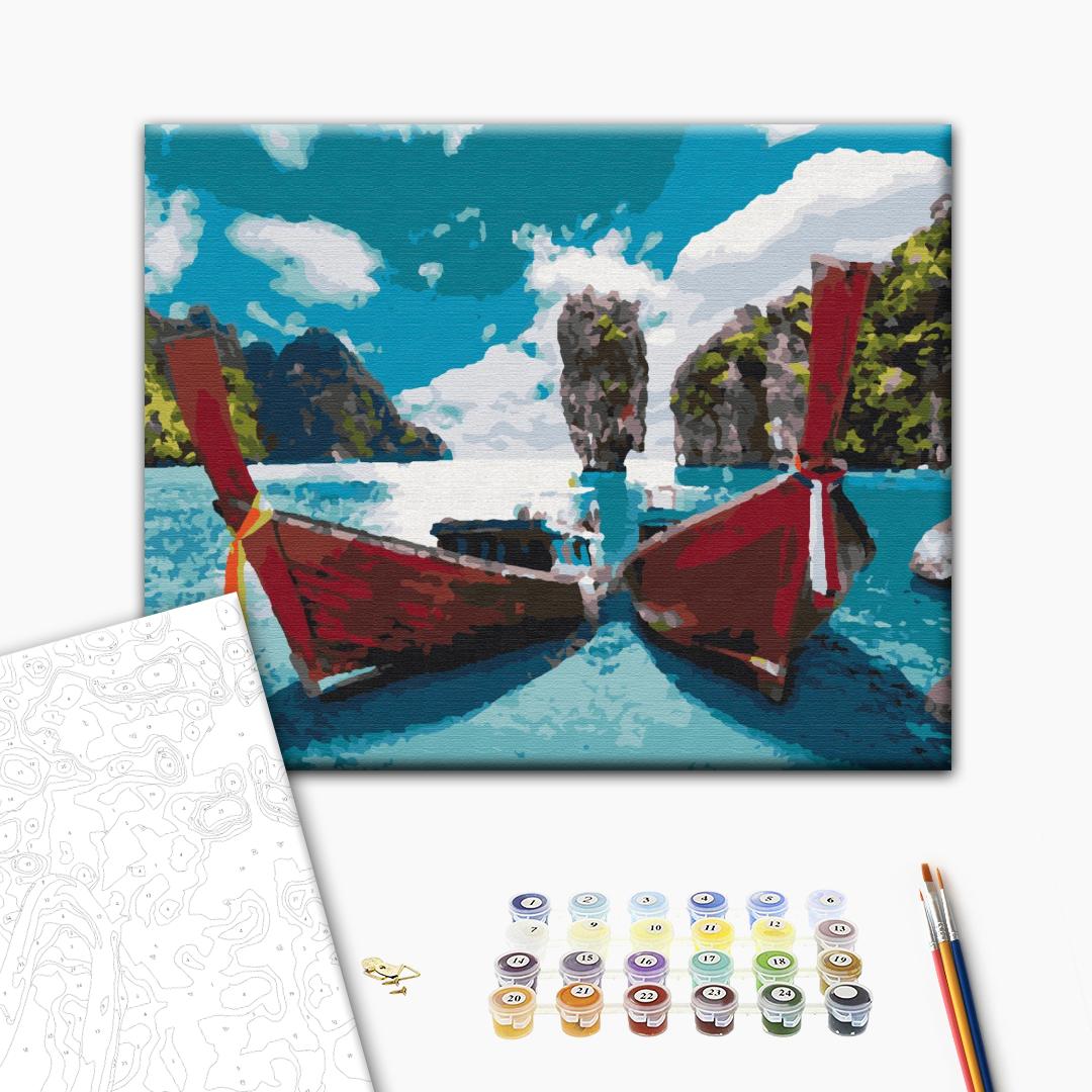 Malen nach Zahlen Bild auf Leinwand mit Pinseln und Farben