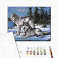 Wolfsrudel - Malen nach Zahlen Bild auf Leinwand mit Pinseln und Farben