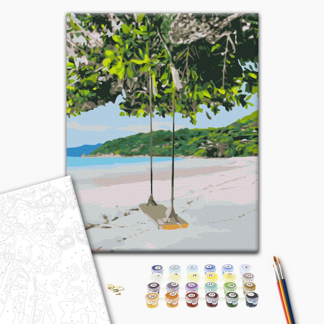Paradiesecke - Malen nach Zahlen Bild auf Leinwand mit Pinseln und Farben
