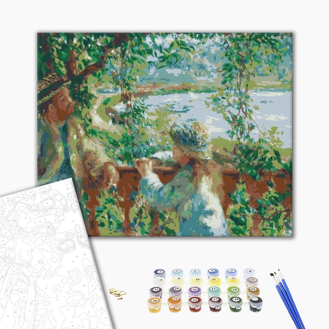 Am See von Pierre Auguste Renoir - Malen nach Zahlen Bild auf Leinwand mit Pinseln und Farben