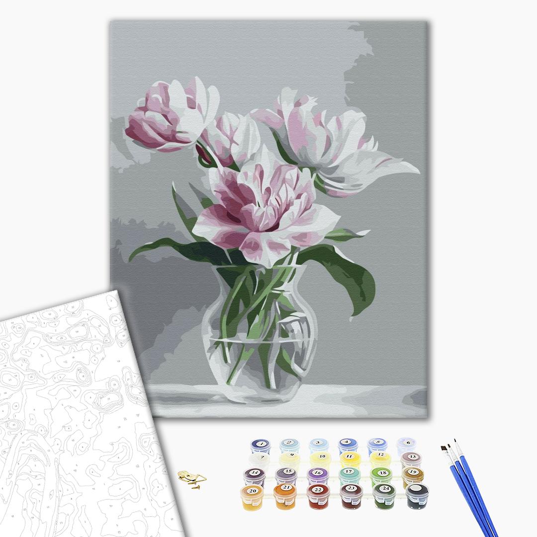 Vase der Zärtlichkeit - Malen nach Zahlen Bild auf Leinwand mit Pinseln und Farben