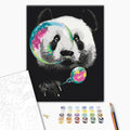 Panda mit Seifenblase - Malen nach Zahlen Bild auf Leinwand mit Pinseln und Farben