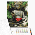 Der Balinesischer Buddha - Malen nach Zahlen Bild auf Leinwand mit Pinseln und Farben