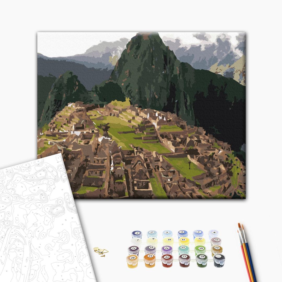Machu Picchu - Malen nach Zahlen Bild auf Leinwand mit Pinseln und Farben