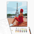 Schönheit in Paris - Malen nach Zahlen Bild auf Leinwand mit Pinseln und Farben