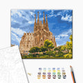 Sagrada Familia - Malen nach Zahlen Bild auf Leinwand mit Pinseln und Farben