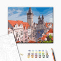 Der Blick auf Prag - Malen nach Zahlen Bild auf Leinwand mit Pinseln und Farben