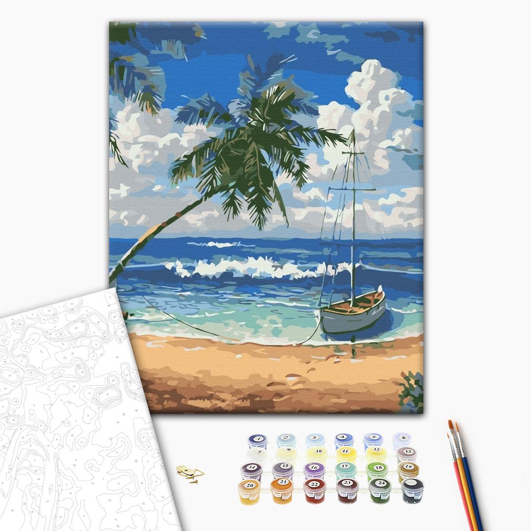 Paradiesinsel - Malen nach Zahlen Bild auf Leinwand mit Pinseln und Farben