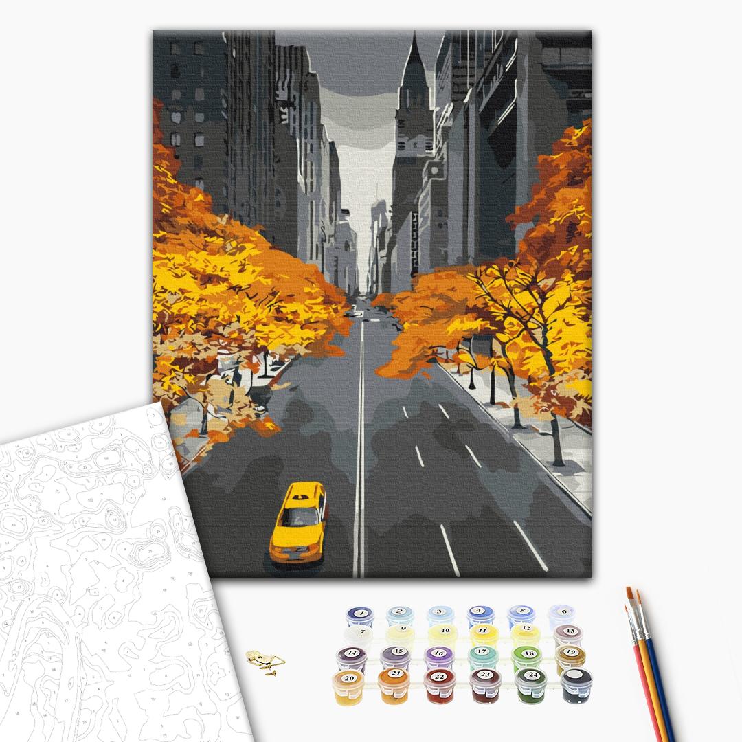 Goldenes New York - Malen nach Zahlen Bild auf Leinwand mit Pinseln und Farben