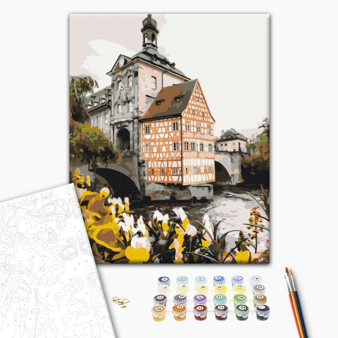 Malen nach Zahlen Bild auf Leinwand mit Pinseln und Farben