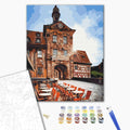 Das alte bamberger Rathaus - Malen nach Zahlen Bild auf Leinwand mit Pinseln und Farben