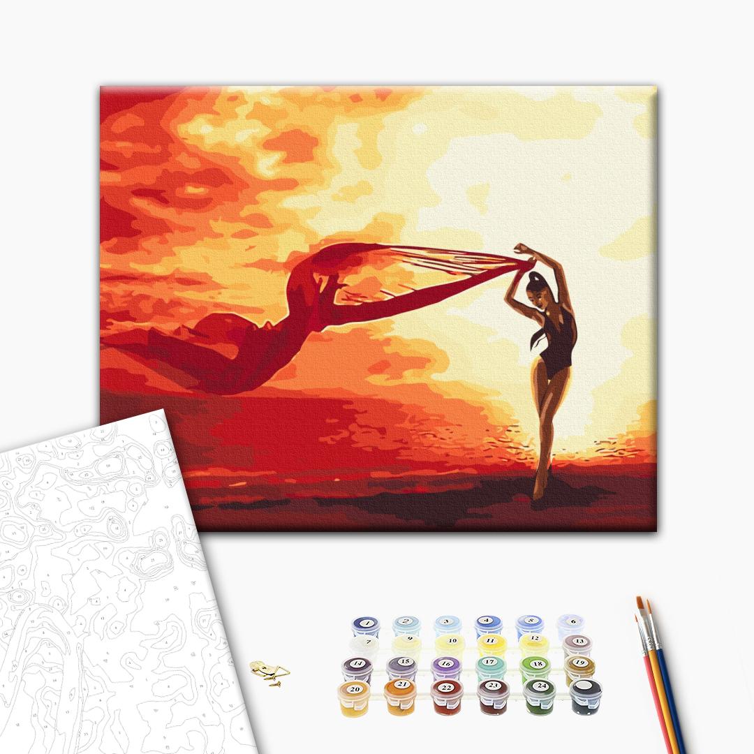 Malen nach Zahlen Bild auf Leinwand mit Pinseln und Farben