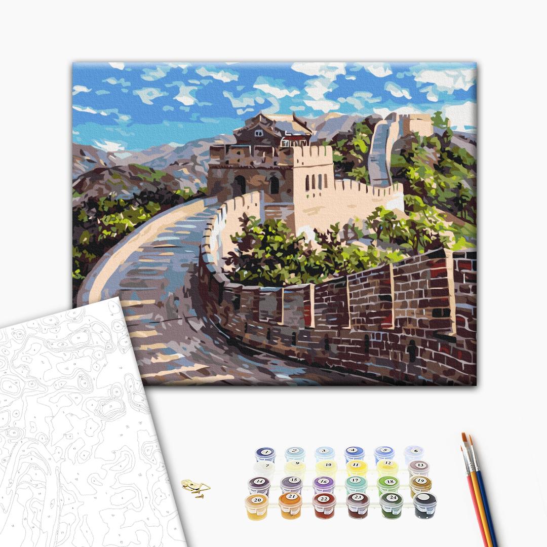 Chinesische Mauer - Malen nach Zahlen Bild auf Leinwand mit Pinseln und Farben