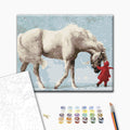 Eine Reise im Winter - Malen nach Zahlen Bild auf Leinwand mit Pinseln und Farben