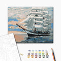 Wind in den Segeln - Malen nach Zahlen Bild auf Leinwand mit Pinseln und Farben