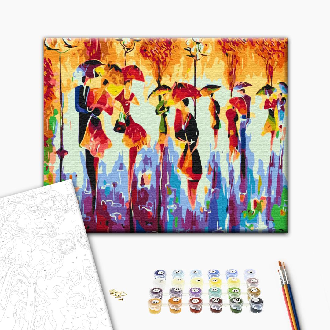 Malen nach Zahlen Bild auf Leinwand mit Pinseln und Farben