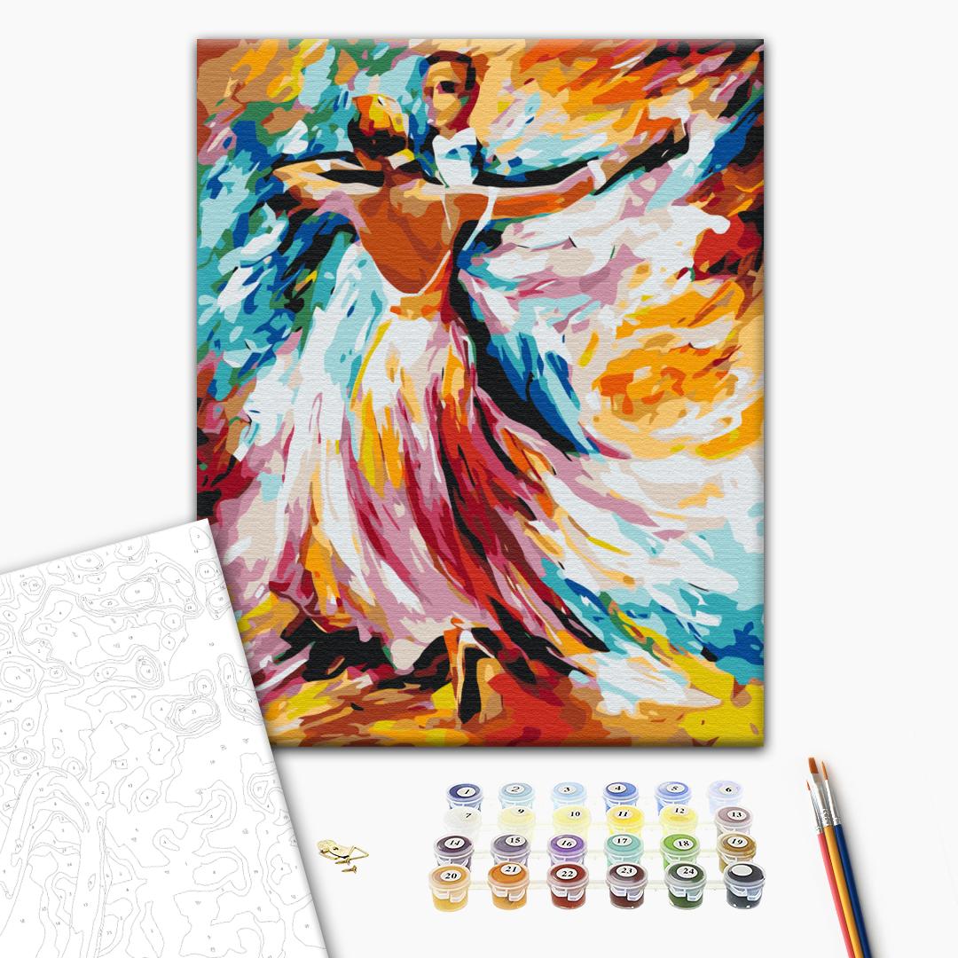 Farben des Walzers - Malen nach Zahlen Bild auf Leinwand mit Pinseln und Farben