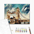 Londoner Tower Bridge - Malen nach Zahlen Bild auf Leinwand mit Pinseln und Farben