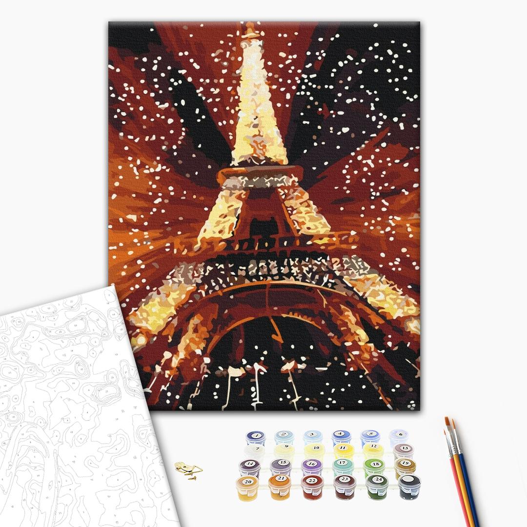 Festtag in Paris - Malen nach Zahlen Bild auf Leinwand mit Pinseln und Farben