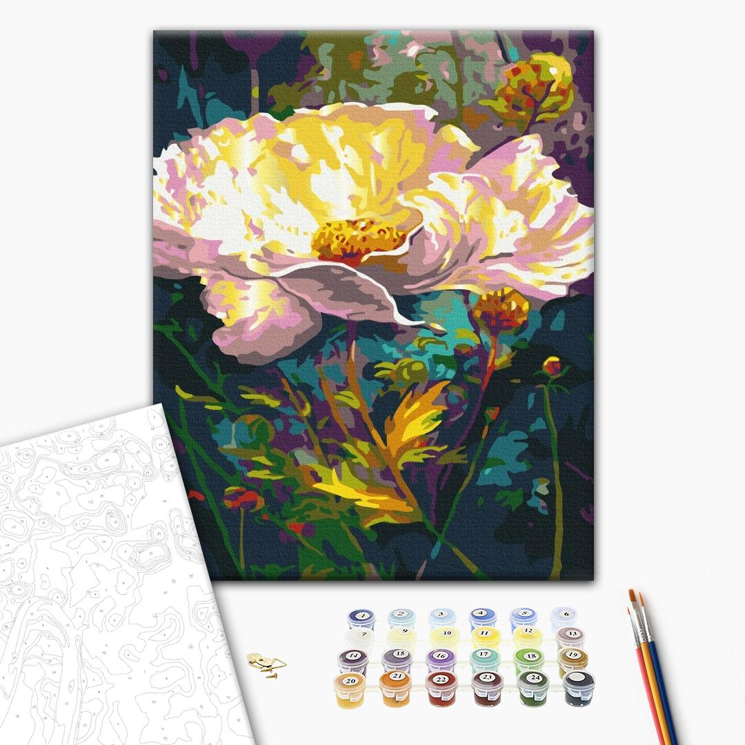 Eine fabelhafte Blume - Malen nach Zahlen Bild auf Leinwand mit Pinseln und Farben