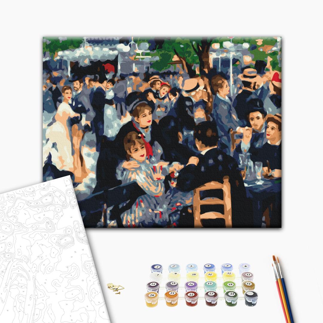 Tanz im Moulin de la Galette von Renoir - Malen nach Zahlen Bild auf Leinwand mit Pinseln und Farben