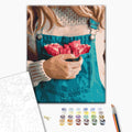 Eine Tasche voll Rosen - Malen nach Zahlen Bild auf Leinwand mit Pinseln und Farben
