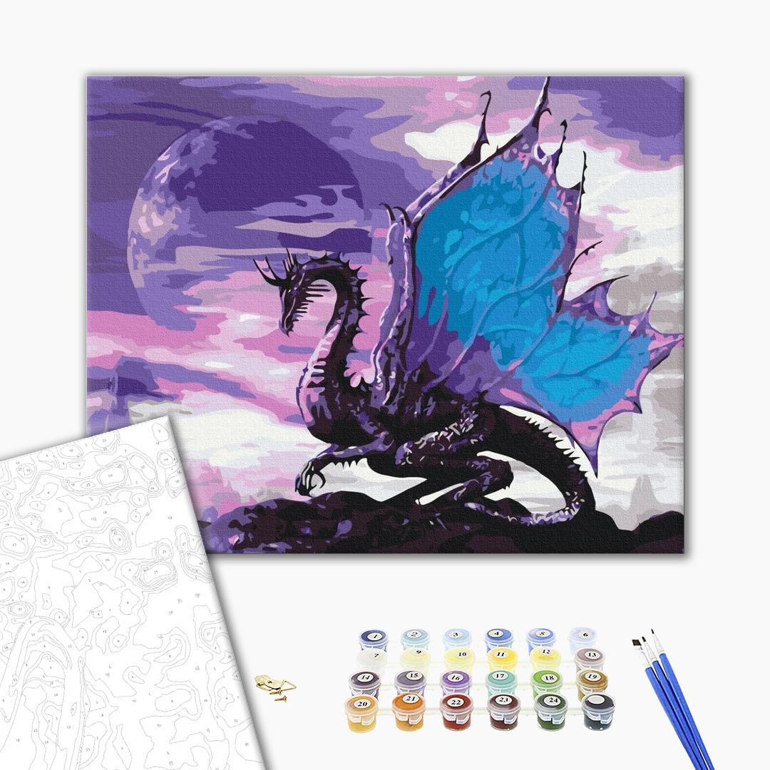 Himmelsdrache - Malen nach Zahlen Bild auf Leinwand mit Pinseln und Farben