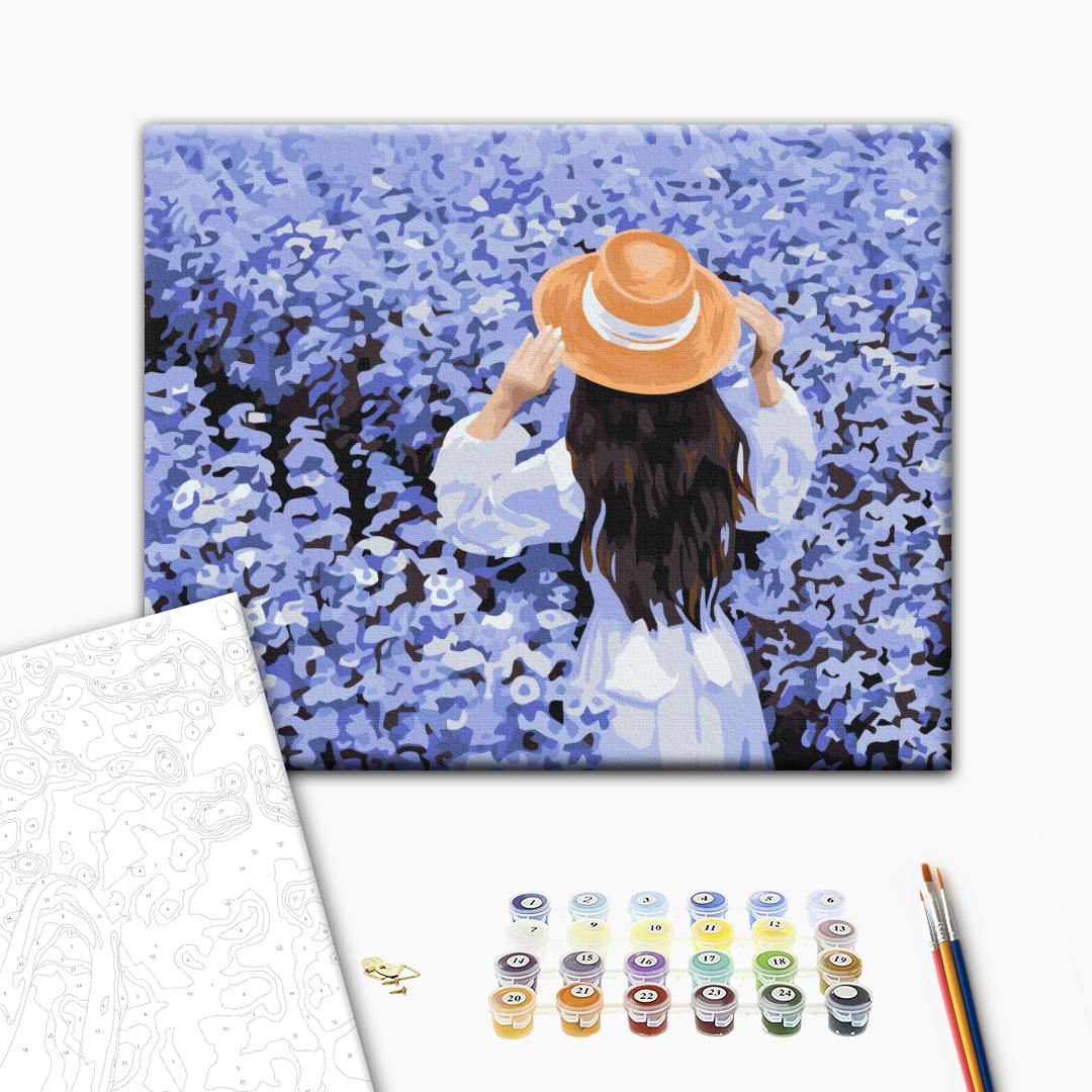 Die Reise in Blumen - Malen nach Zahlen Bild auf Leinwand mit Pinseln und Farben