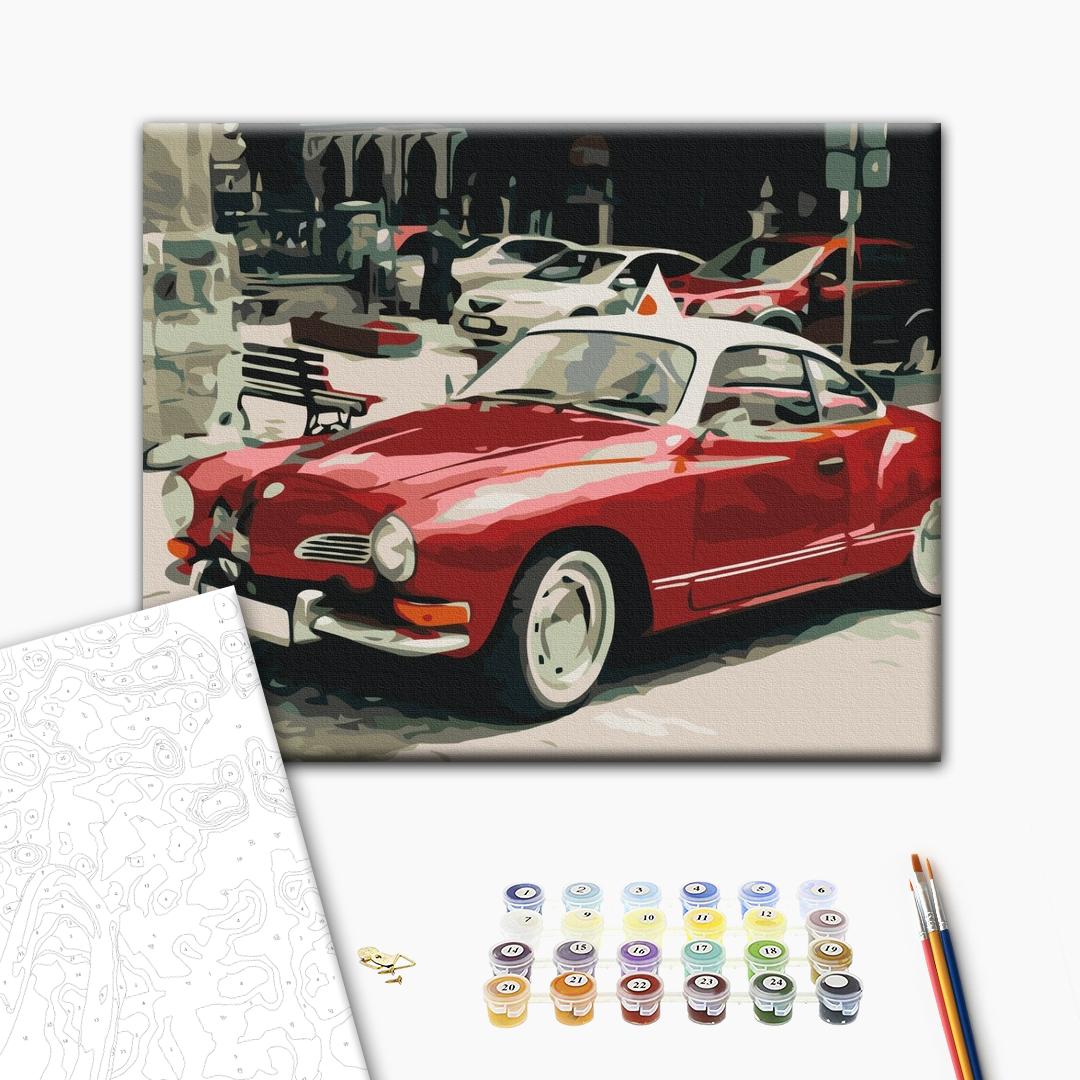 Retro auf den Stadtstraßen - Malen nach Zahlen Bild auf Leinwand mit Pinseln und Farben