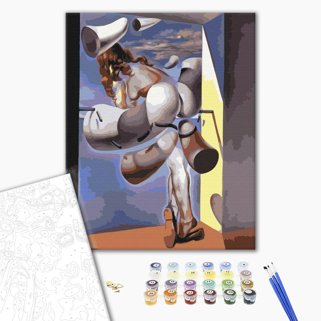 Sodomitische Selbstbefriedigung einer unschuldigen Jungfrau von Salvador Dalí - Malen nach Zahlen Bild auf Leinwand mit Pinseln und Farben