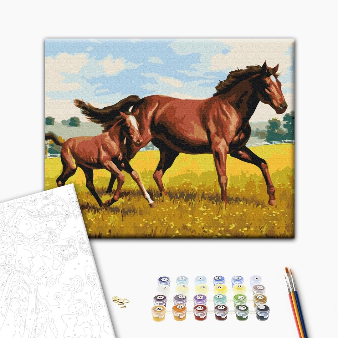 Malen nach Zahlen Bild auf Leinwand mit Pinseln und Farben