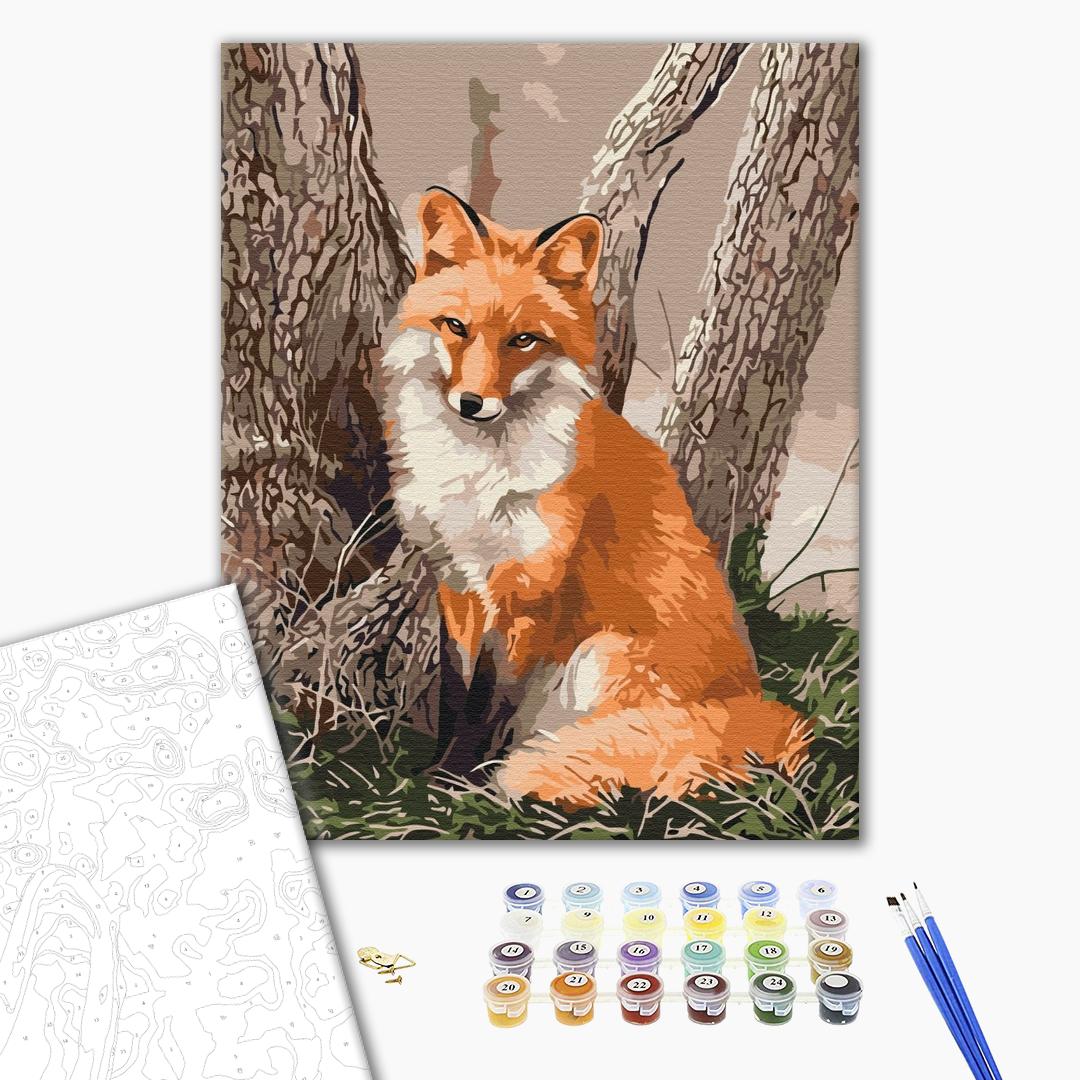 Der Waldfuchs - Malen nach Zahlen Bild auf Leinwand mit Pinseln und Farben