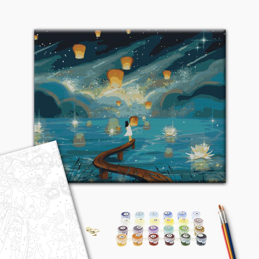 Malen nach Zahlen Bild auf Leinwand mit Pinseln und Farben