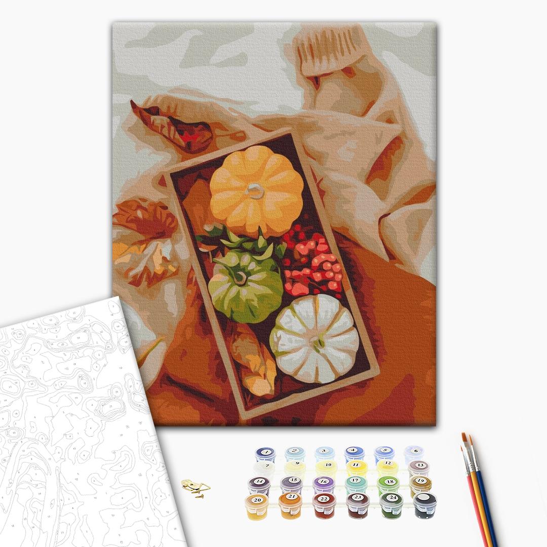 Herbstgeschenk - Malen nach Zahlen Bild auf Leinwand mit Pinseln und Farben