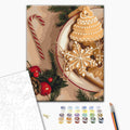 Kekse zu Weihnachten - Malen nach Zahlen Bild auf Leinwand mit Pinseln und Farben