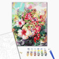 Fantasieblumen - Malen nach Zahlen Bild auf Leinwand mit Pinseln und Farben