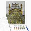 Louvre-Pyramide - Malen nach Zahlen Bild auf Leinwand mit Pinseln und Farben