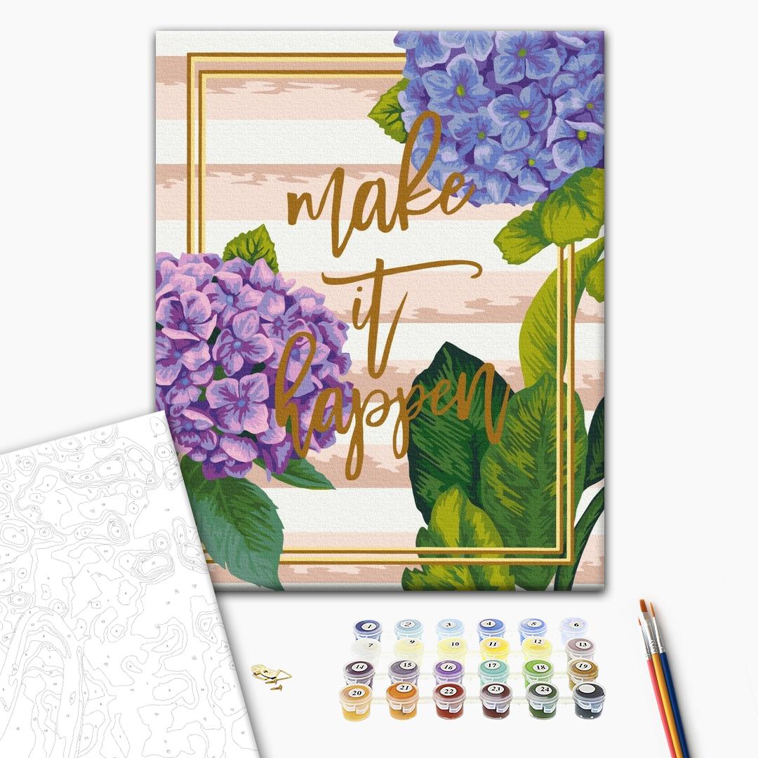 Make it happen! - Malen nach Zahlen Bild auf Leinwand mit Pinseln und Farben