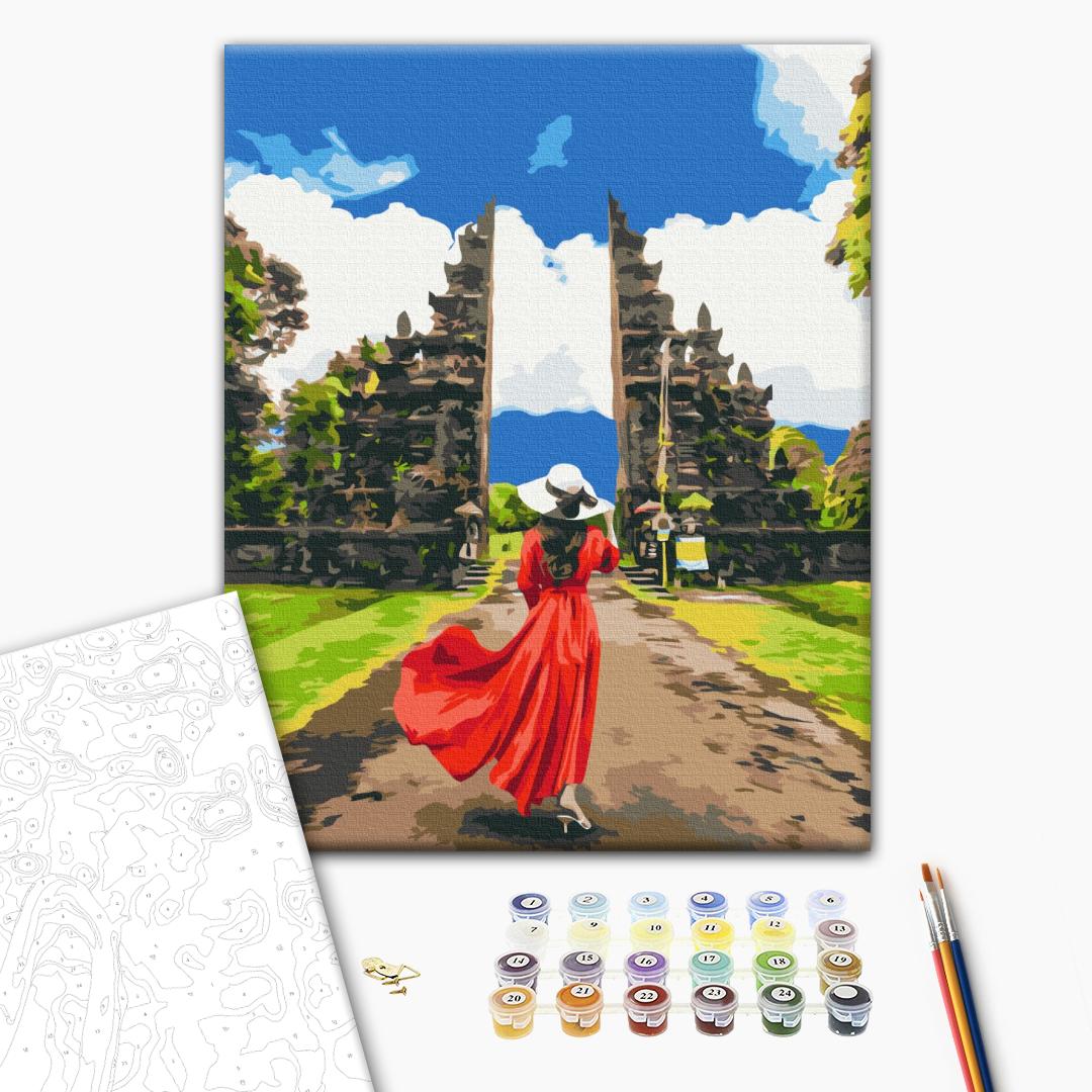 Tempel von Lempuyang - Malen nach Zahlen Bild auf Leinwand mit Pinseln und Farben