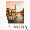 Ein Abend in Amsterdam - Malen nach Zahlen Bild auf Leinwand mit Pinseln und Farben