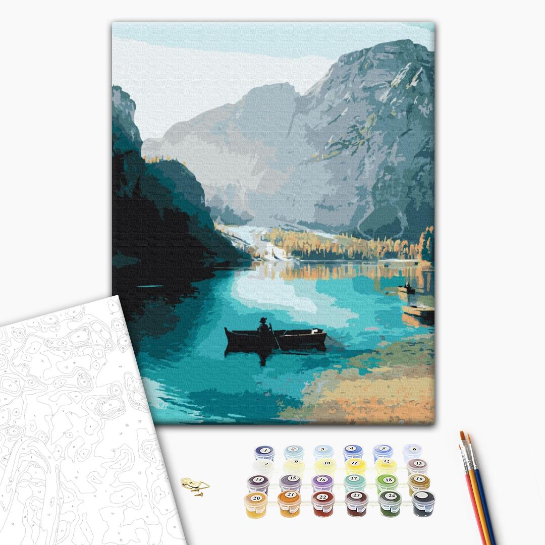 Malen nach Zahlen Bild auf Leinwand mit Pinseln und Farben