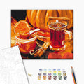 Herbsttee - Malen nach Zahlen Bild auf Leinwand mit Pinseln und Farben