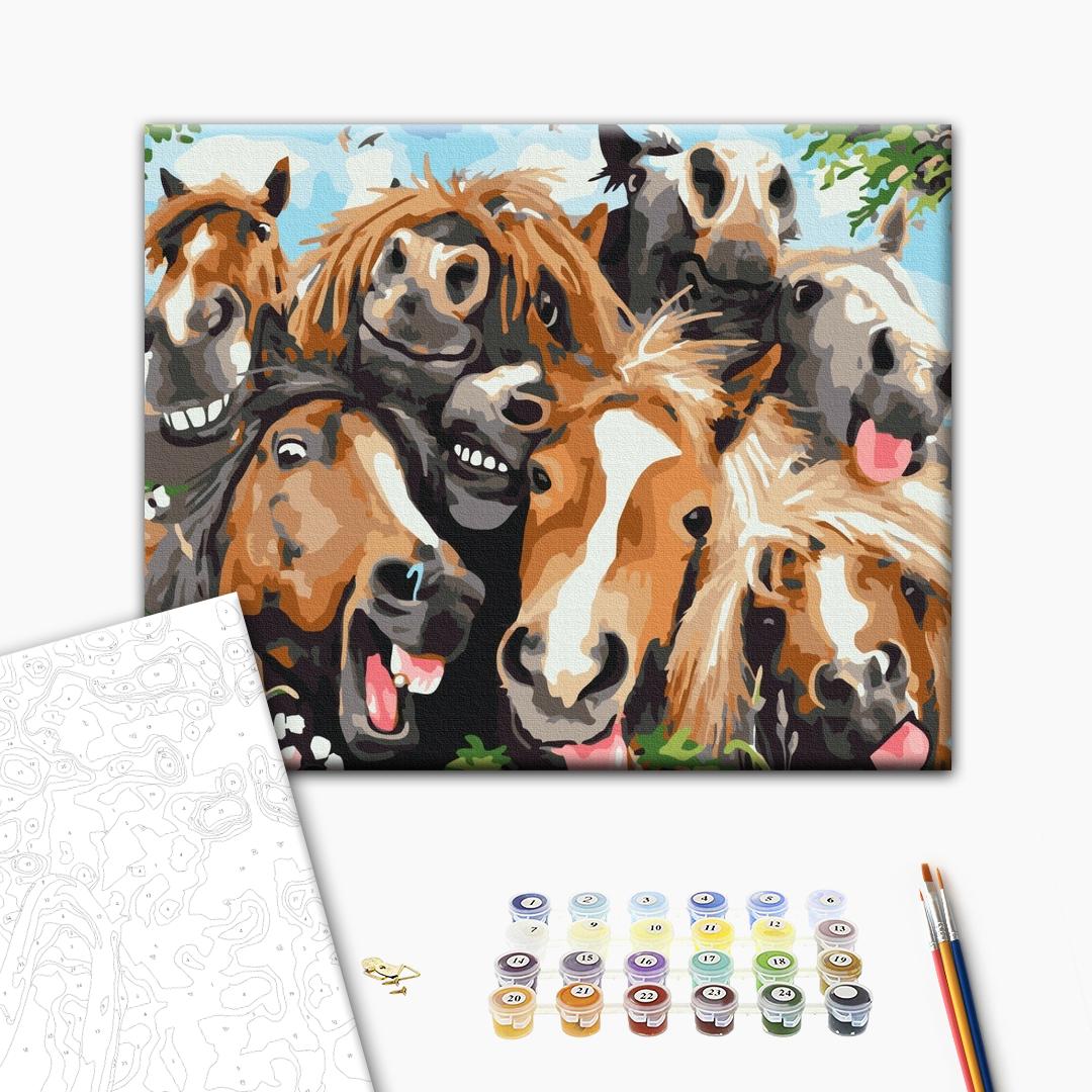 Malen nach Zahlen Bild auf Leinwand mit Pinseln und Farben