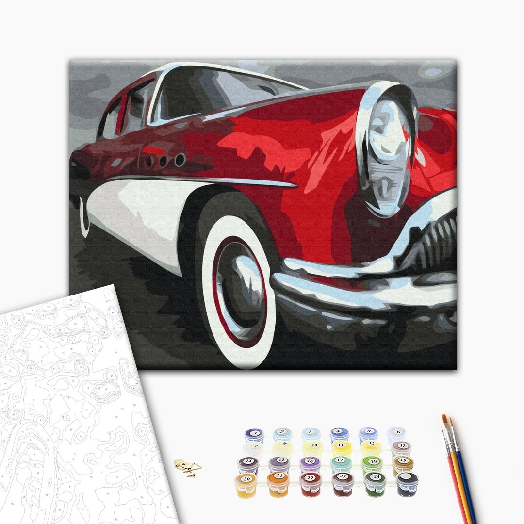 Retro Geschwindigkeit - Malen nach Zahlen Bild auf Leinwand mit Pinseln und Farben