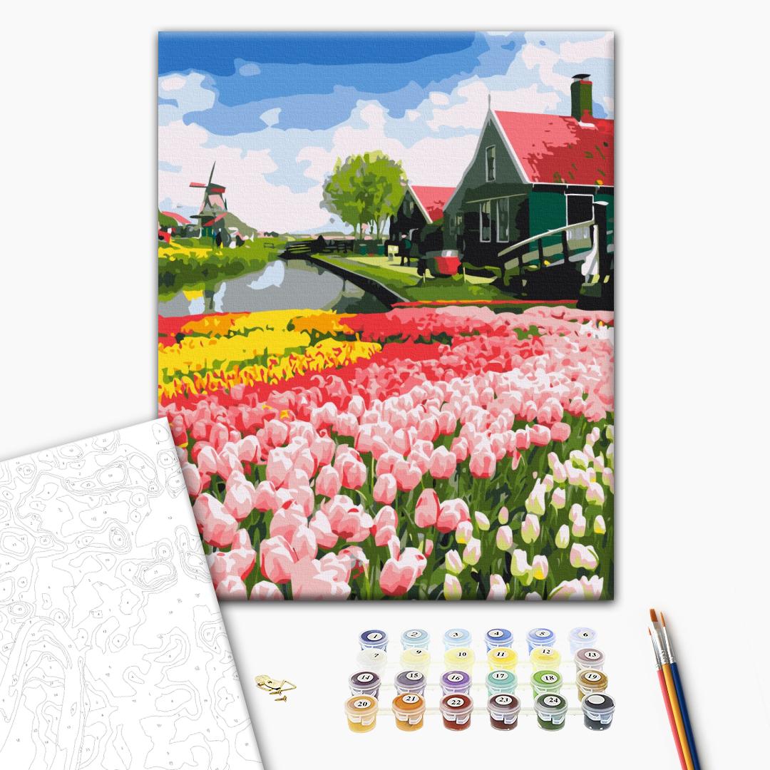 Malen nach Zahlen Bild auf Leinwand mit Pinseln und Farben